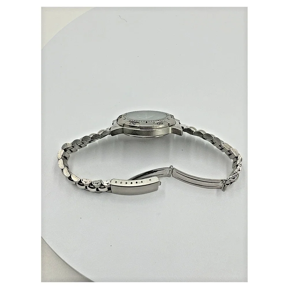 Vintage‎ Men's Silver Stainless Steel Quartz Watch with Black Dial